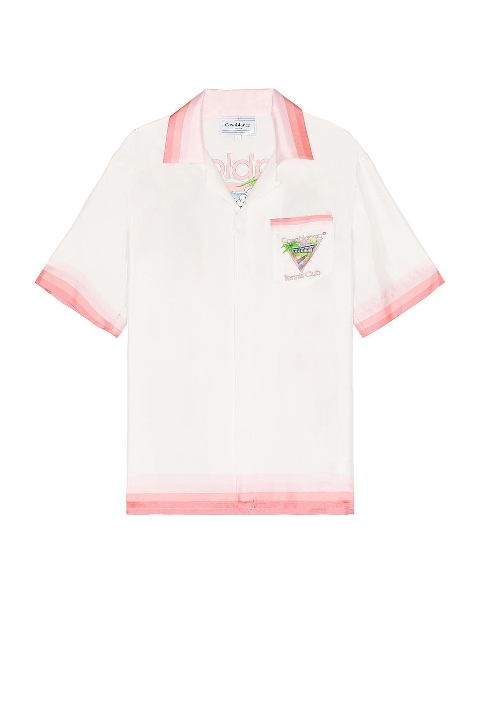 Casablanca Cuban Collar Short Sleeve Shirt in White Product Image