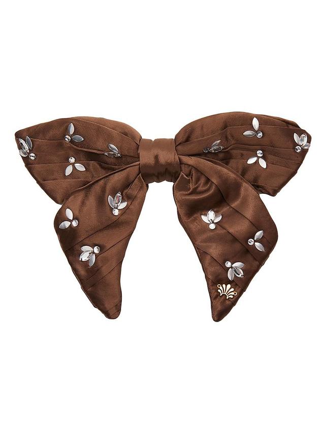 Womens Crystal-Embellished Honeybee Bow Barrette Product Image