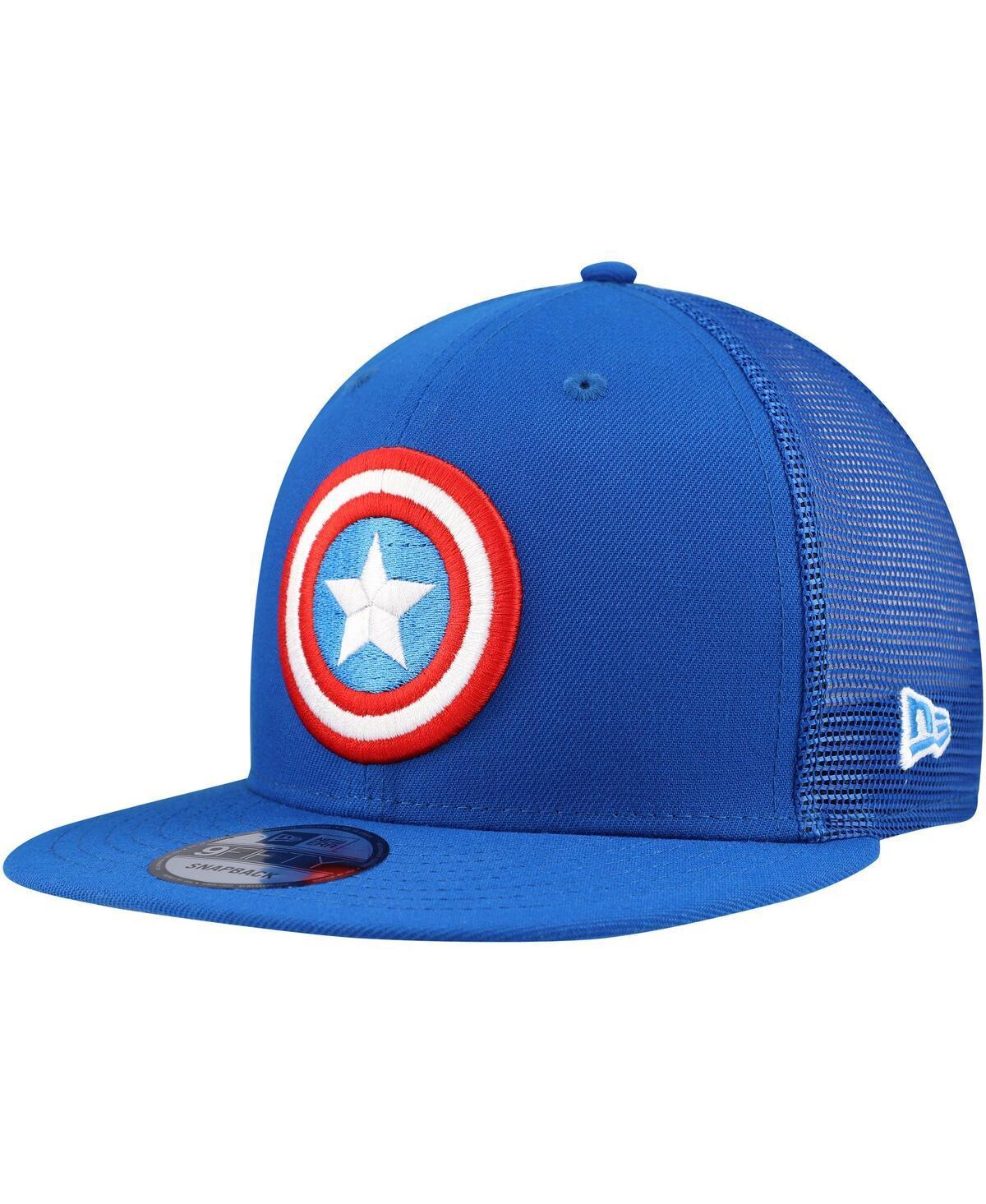 New Era Mens Blue Captain America 9FIFTY Snapback Trucker Hat Product Image