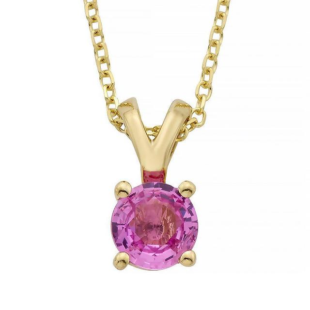 The Regal Collection 14k Gold Pink Sapphire Pendant, Womens Yellow Product Image