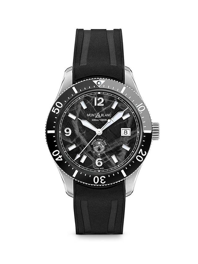 Mens 1858 Iced Sea Stainless Steel & Rubber Watch Product Image