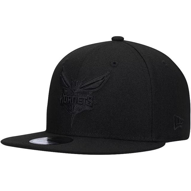 Mens New Era Charlotte Hornets Black On Black 9FIFTY Snapback Hat Product Image