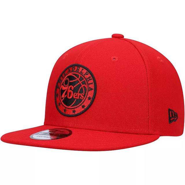 Mens New Era Red Philadelphia 76ers Logo 9FIFTY Snapback Hat Product Image