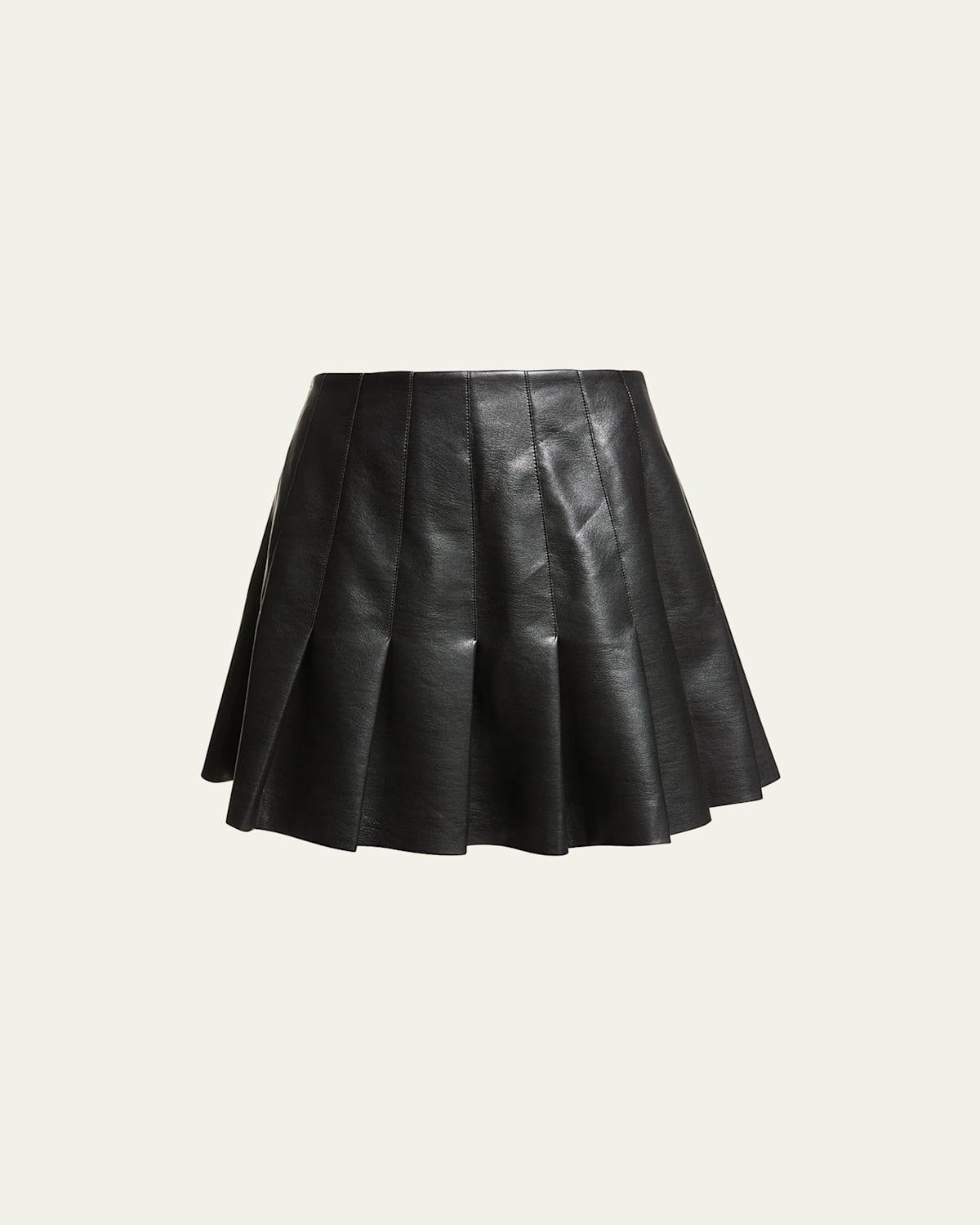 Womens Carter Vegan Leather Pleated Miniskirt Product Image