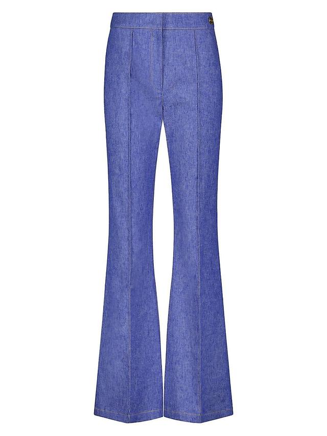 Womens Lola Denim Stretch Crepe Cropped Flare Trousers Product Image