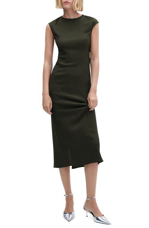 MANGO Back Cutout Textured Midi Dress Product Image