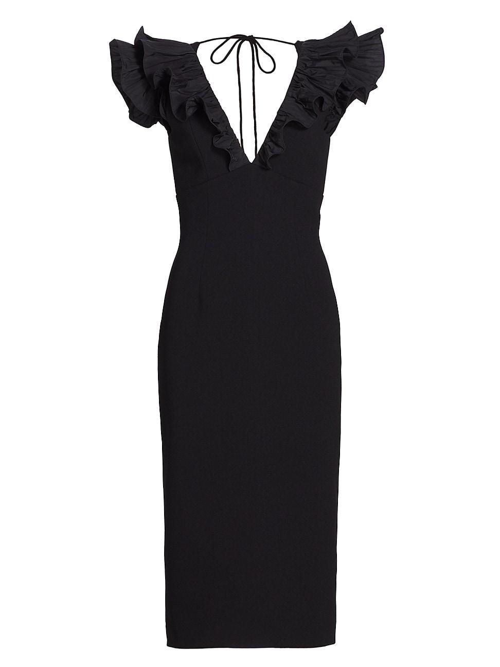 Womens Chloe Ruffled V-Neck Midi-Dress Product Image