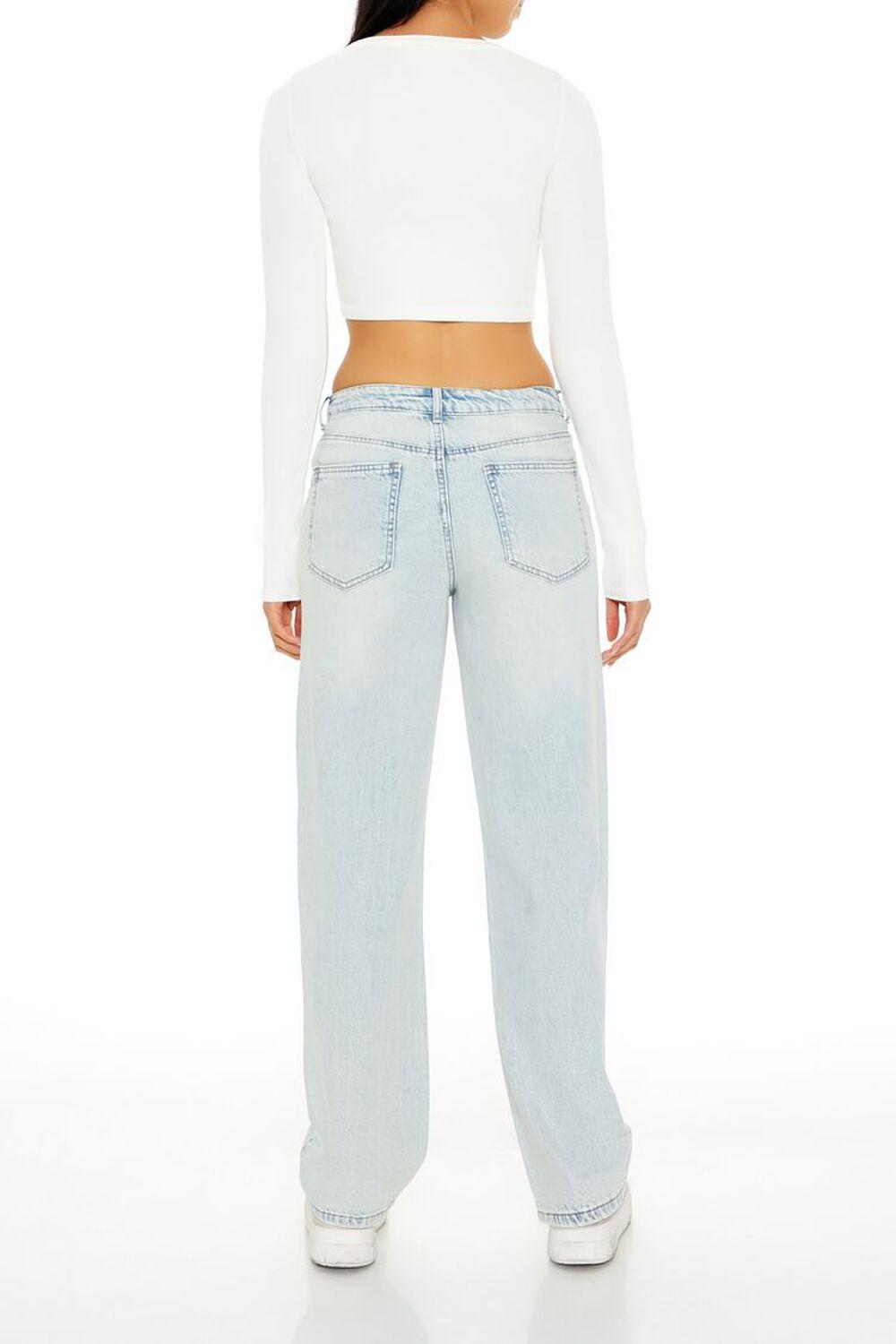 Destroyed High-Rise Straight Jeans | Forever 21 Product Image