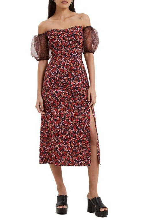 French Connection Clara Floral Off the Shoulder Puff Sleeve Dress Product Image