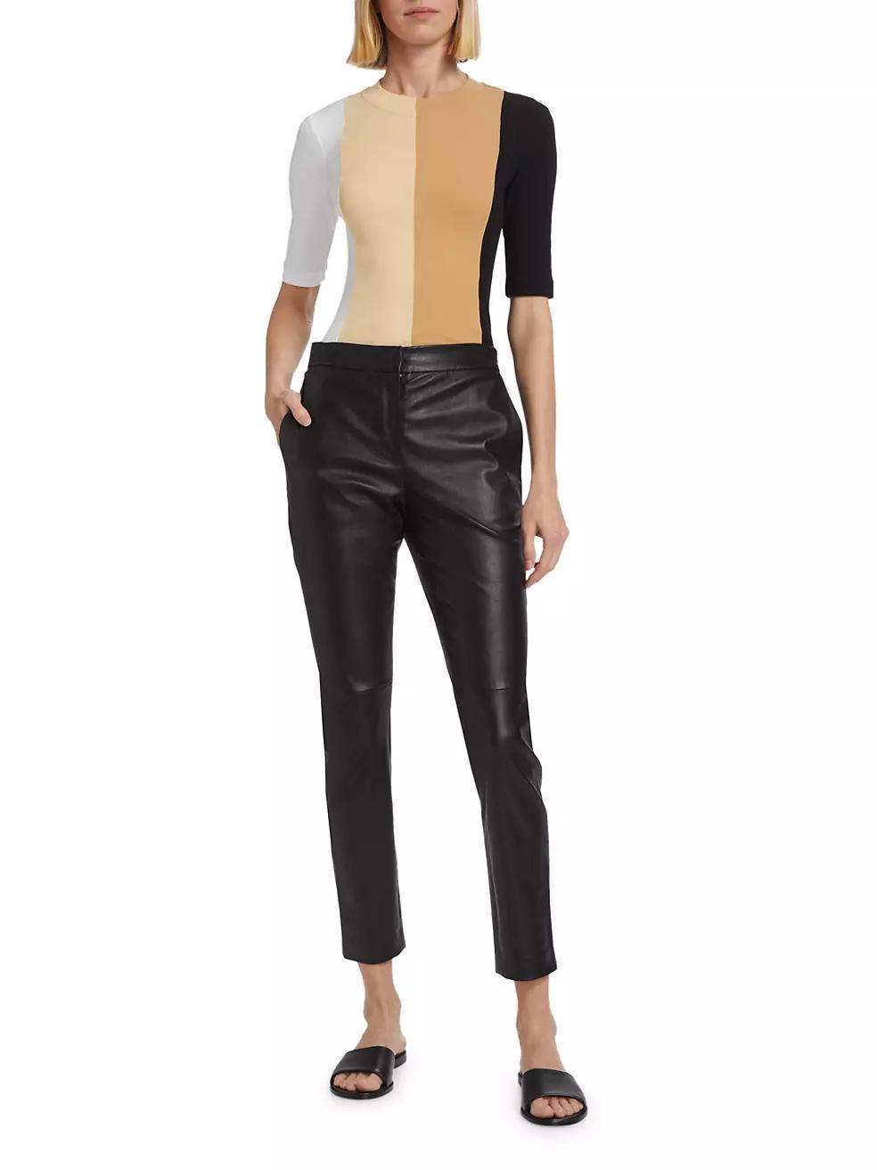 Leather-Blend Crop Skinny Pants Product Image