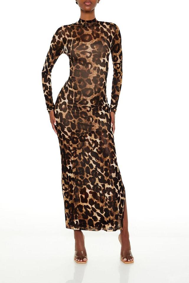 Mesh Leopard Print Maxi Dress | Forever 21 Product Image