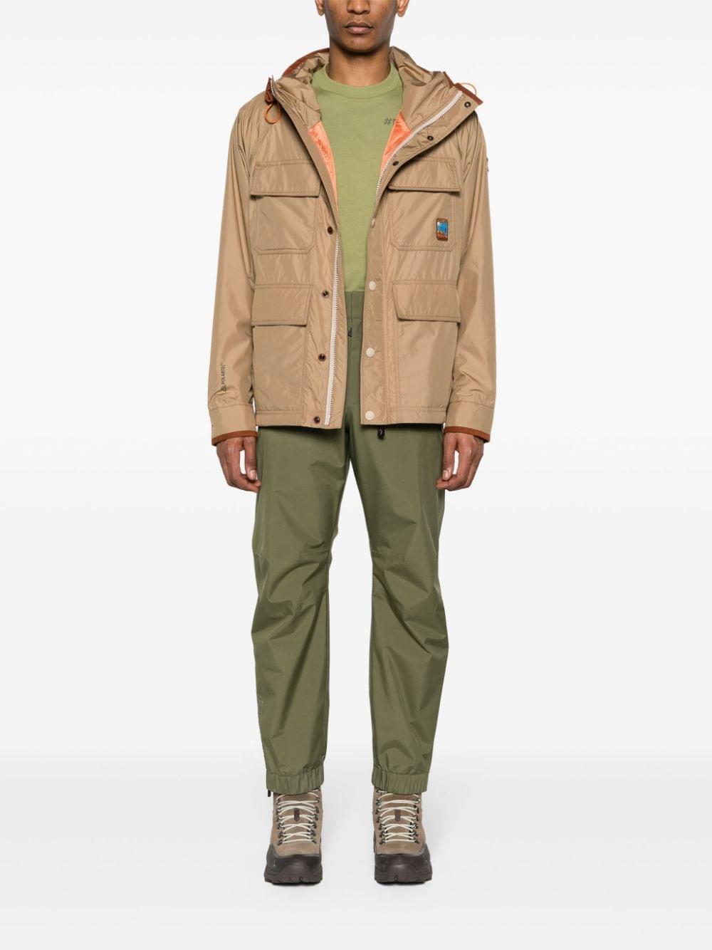 MONCLER Khaki Waterproof Trousers In Green Product Image