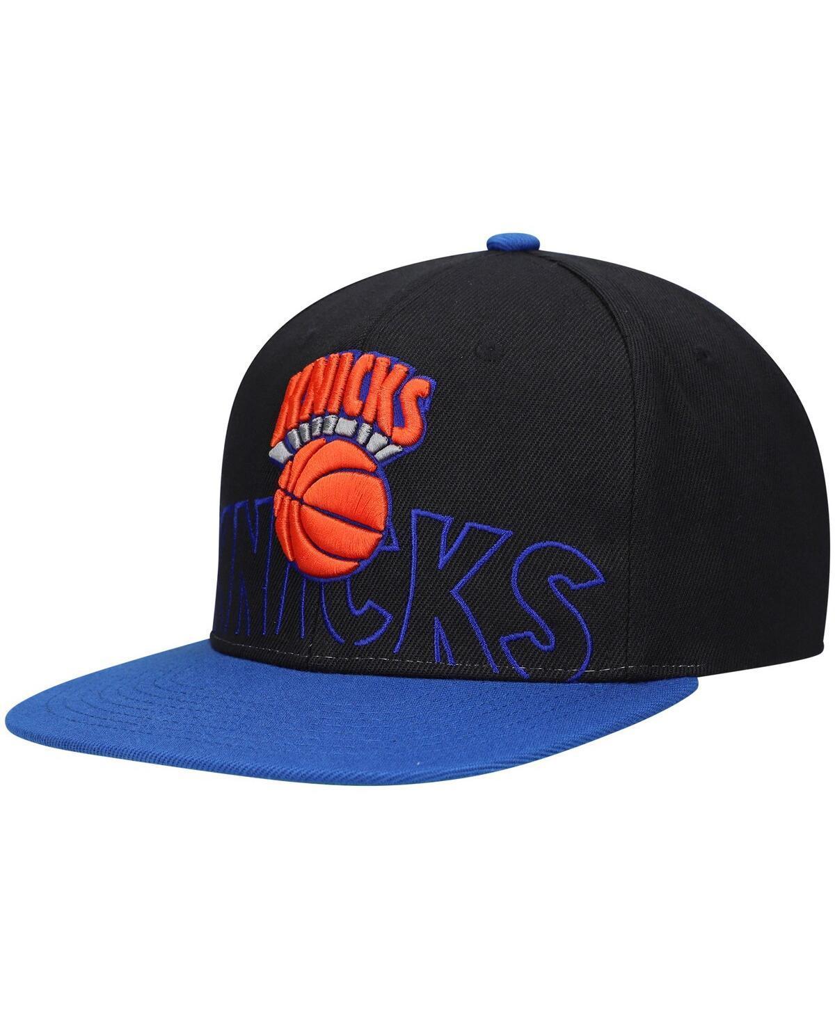 Mens Mitchell & Ness Black/Blue New York Knicks Hardwood Classics Low Big Face Snapback Hat Product Image