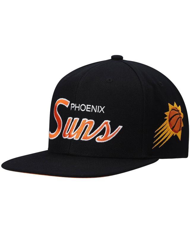 Mens Mitchell & Ness Black Phoenix Suns Hardwood Classics Script 2.0 Snapback Hat Product Image