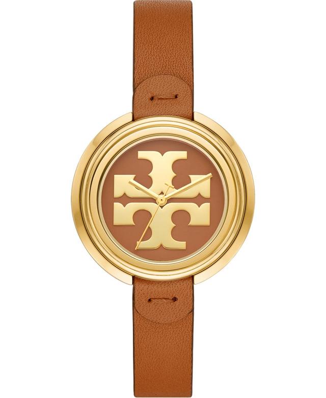 Tory Burch Womens The Miller Luggage Leather Strap Watch 36mm - Brown Product Image