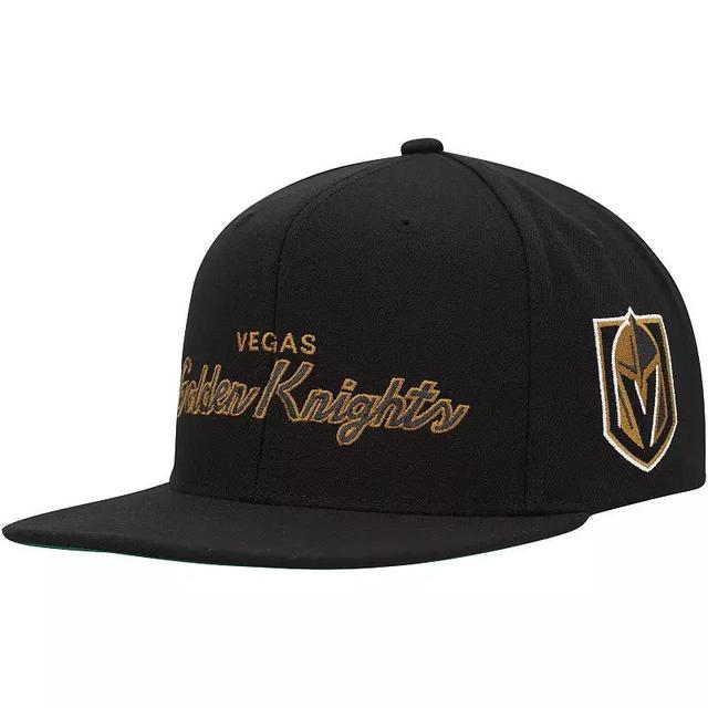 Mens Mitchell & Ness Black Vegas Golden Knights Core Team Script 2.0 Snapback Hat Product Image