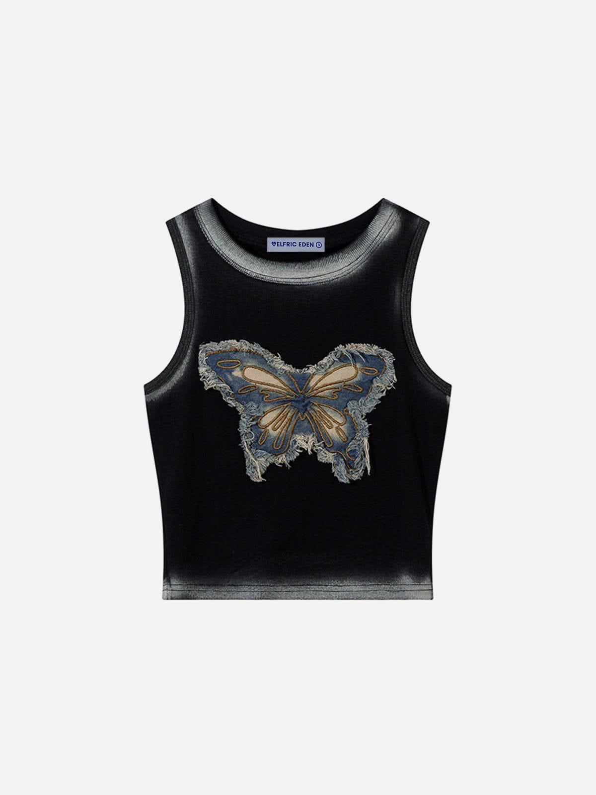 Aelfric Eden Fringe Denim Butterfly Tank Top Female Product Image