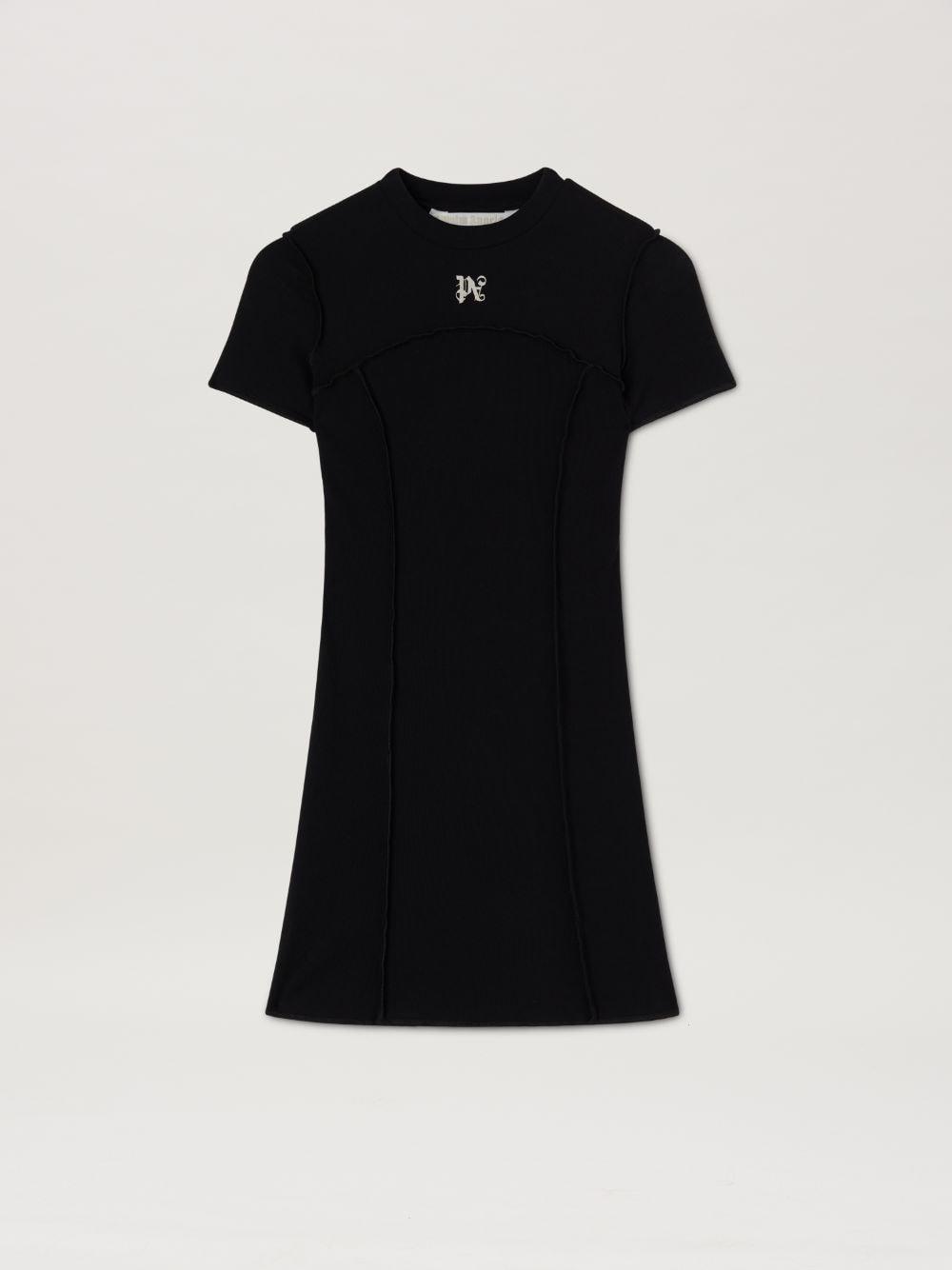 Monogram Mini Dress in black  - Palm Angels® Official  Product Image