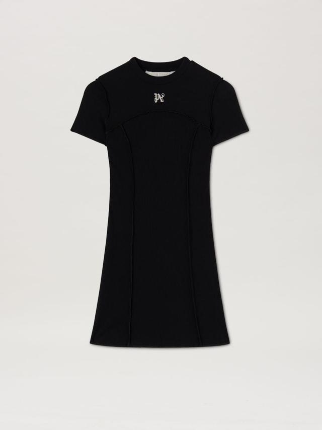 Monogram Mini Dress in black  - Palm Angels® Official  Product Image