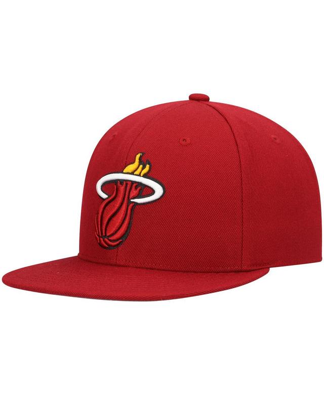 Mens Mitchell & Ness Red Miami Heat Ground 2.0 Snapback Hat Product Image