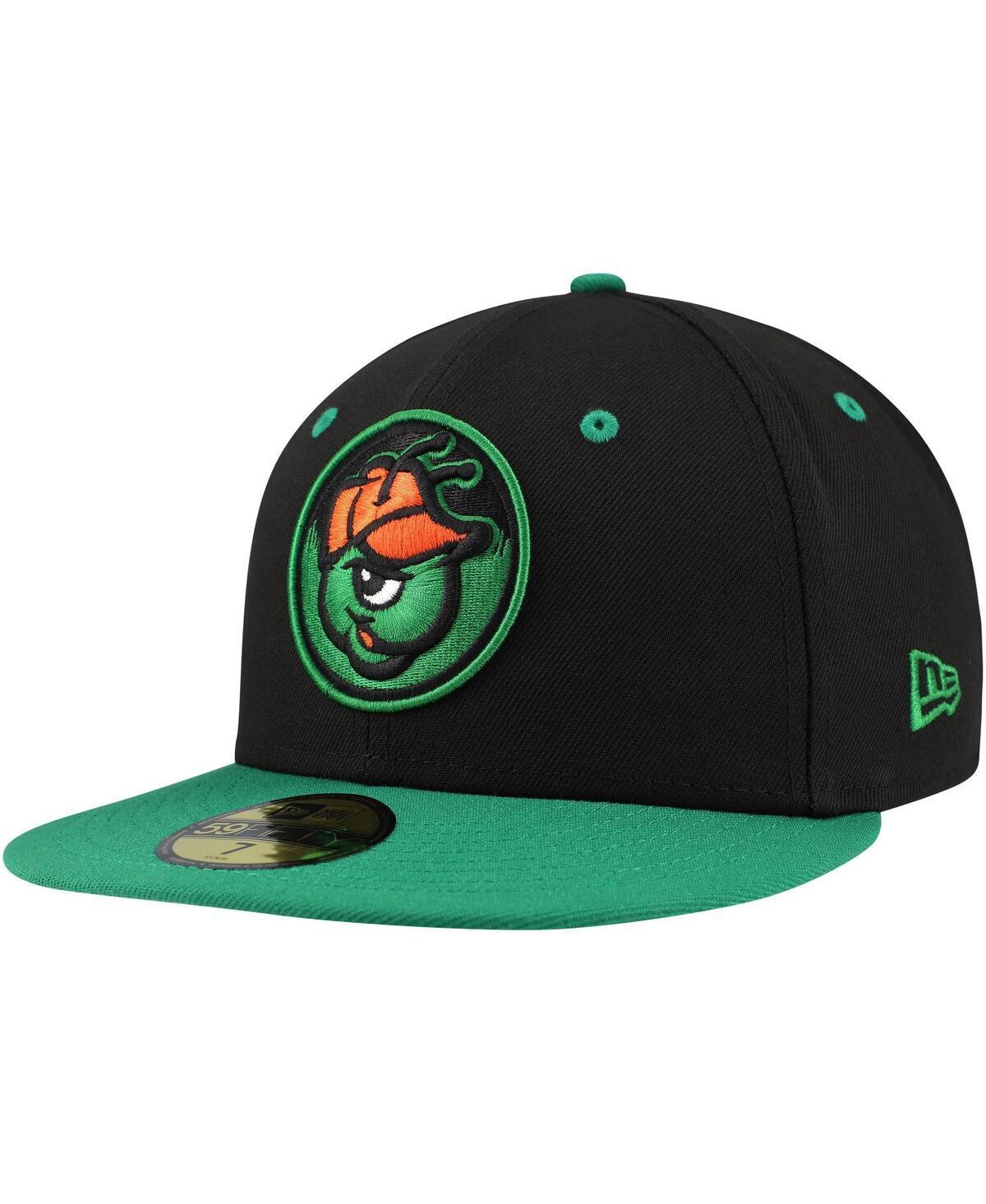 New Era Mens Black Greensboro Grasshoppers Authentic Collection 59FIFTY Fitted Hat Product Image