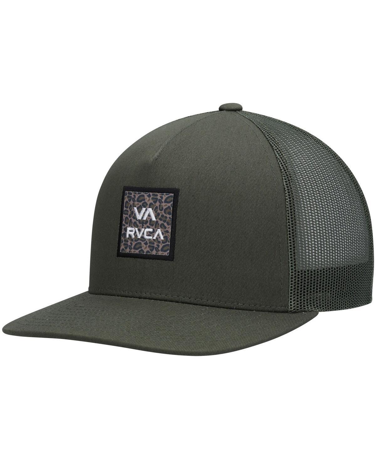 Mens Rvca Olive Wordmark Va Atw Print Trucker Snapback Hat Product Image