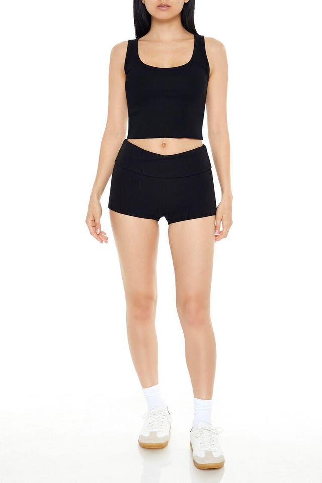 Foldover Ribbed Biker Shorts | Forever 21 Product Image