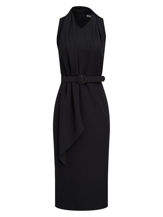 Womens Annika Crepe Belted Sleeveless Midi-Dress Product Image