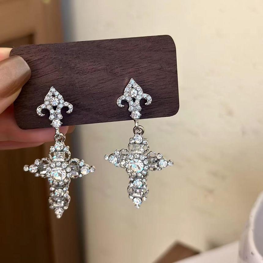 Cross Rhinestone Alloy Drop Earring Product Image