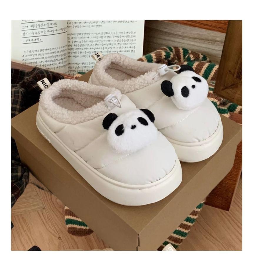 Panda Fleece-Lined Drawstring Slippers Product Image