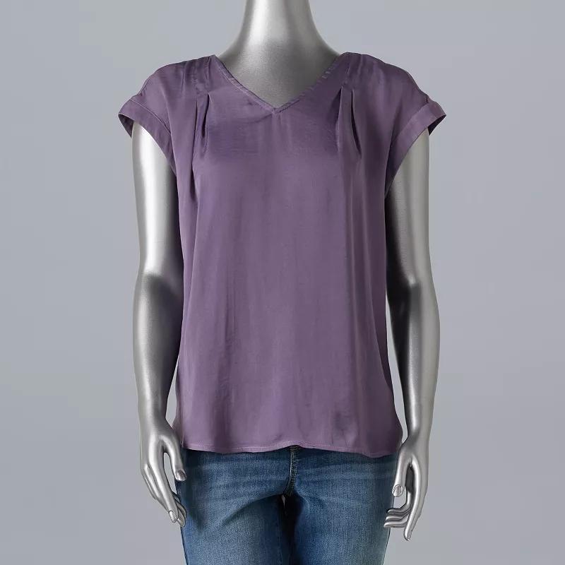 Womens Simply Vera Vera Wang V-Neck Top Lilac Ivory Product Image