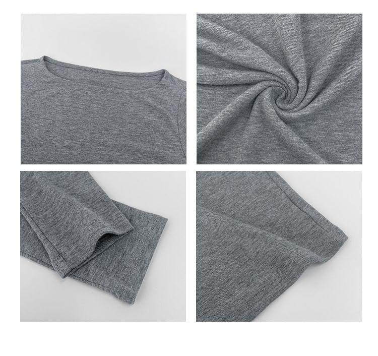 Boatneck Long-Sleeve Skinny Crop Tee Product Image