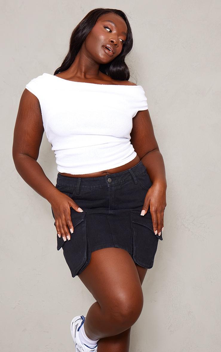 Plus Washed Black Oversized Pocket Detail Mini Skirt Product Image