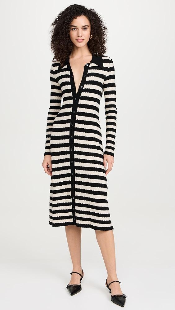 Lingua Franca Morrissey Textured Stripe Button-Thru Dress | Shopbop Product Image