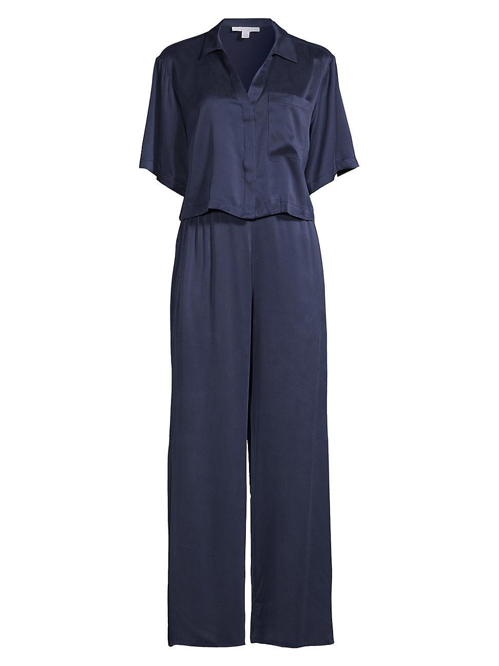 Womens Washable Silk High-Rise Pants 2-Piece Pajama Set Product Image