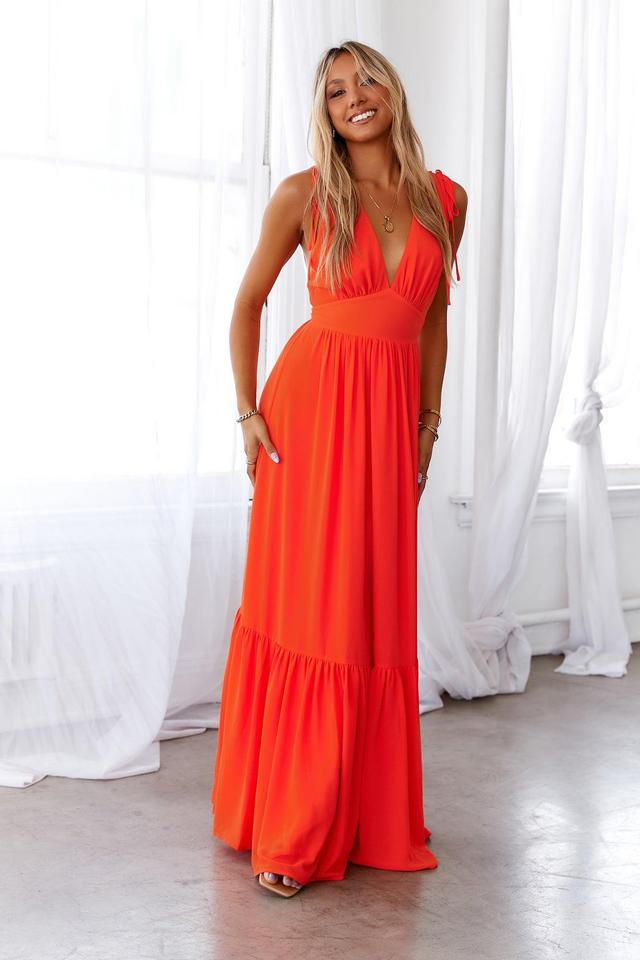 HELLO MOLLY Stand Out Heart Maxi Dress Bright Red Product Image