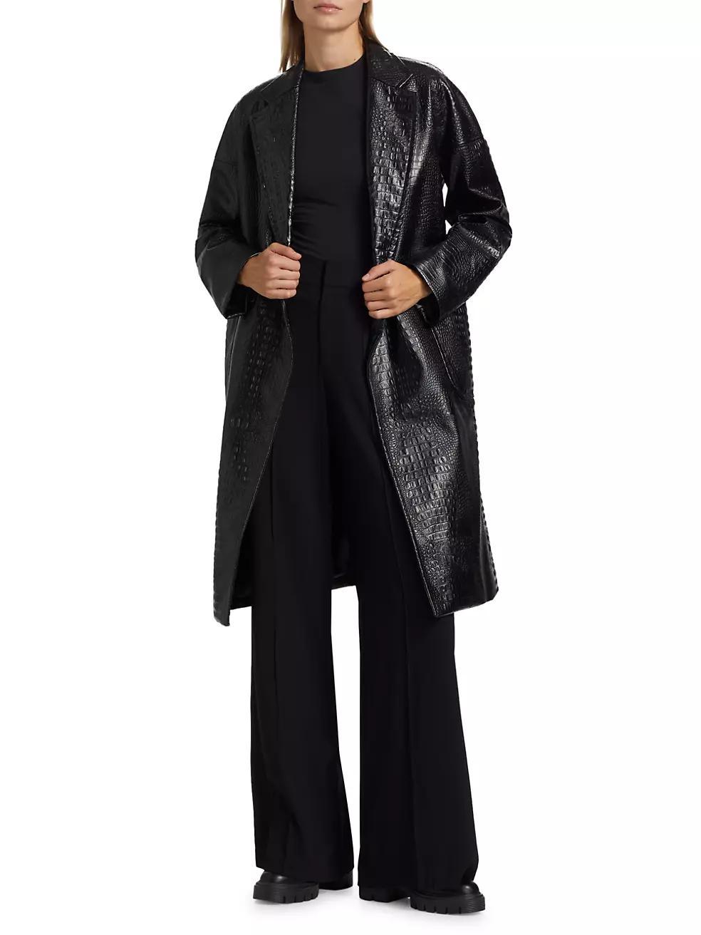 Faux Croc Leather Coat Product Image