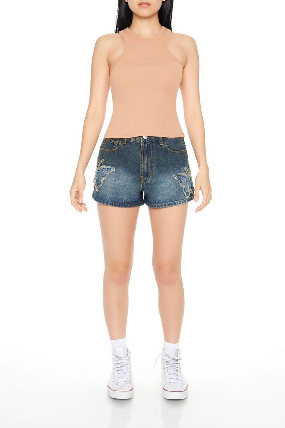 Frayed Butterfly Denim Shorts | Forever 21 Product Image