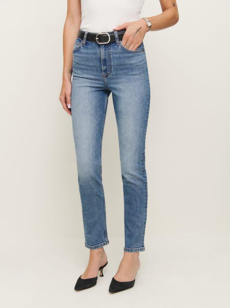 Ezra Super Stretch High Rise Straight Jeans Product Image