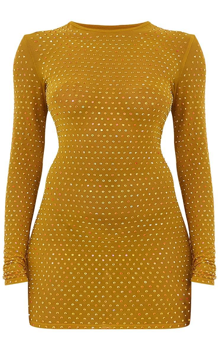 Plus Chartreuse Embellished Mesh Bodycon Dress Product Image