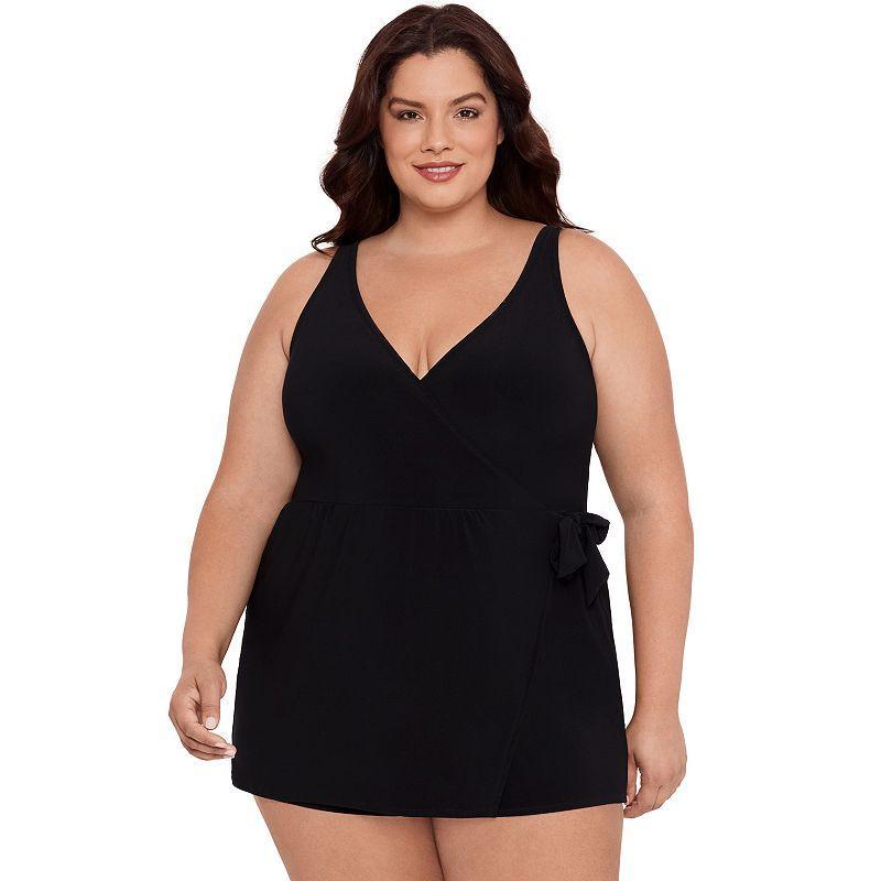 Plus Size Bal Harbour Wrap Skort Romper, Womens Product Image