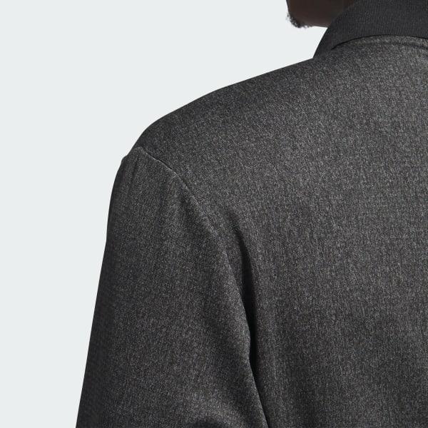 Essentials Heathered Long Sleeve Polo Shirt Product Image