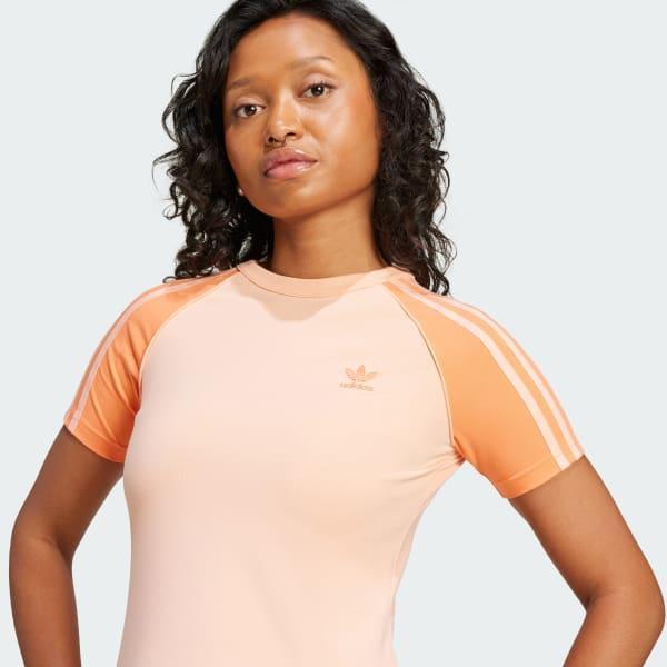 adidas Adicolor 3-Stripes Raglan Slim Tee Clear Sky M Womens Product Image