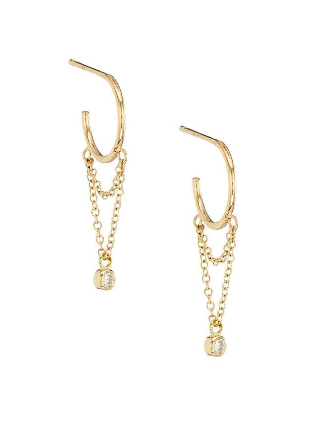 Zo Chicco Double Chain Drop Huggie Hoop Earrings Product Image