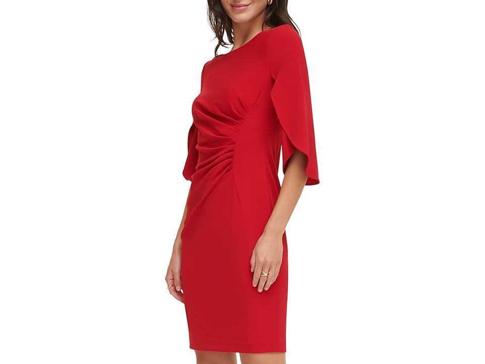 DKNY Open Sleeve Ruched Sheath (Scarlet) Women's Clothing Product Image