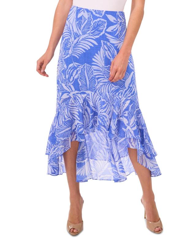 Women's Tropical Ruffled High-Low Midi Skirt Product Image