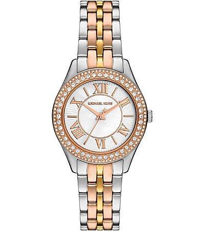 Michael Kors Womens Harlowe Three-Hand Tri-Tone Stainless Steel Watch 33mm - Tri-tone Product Image