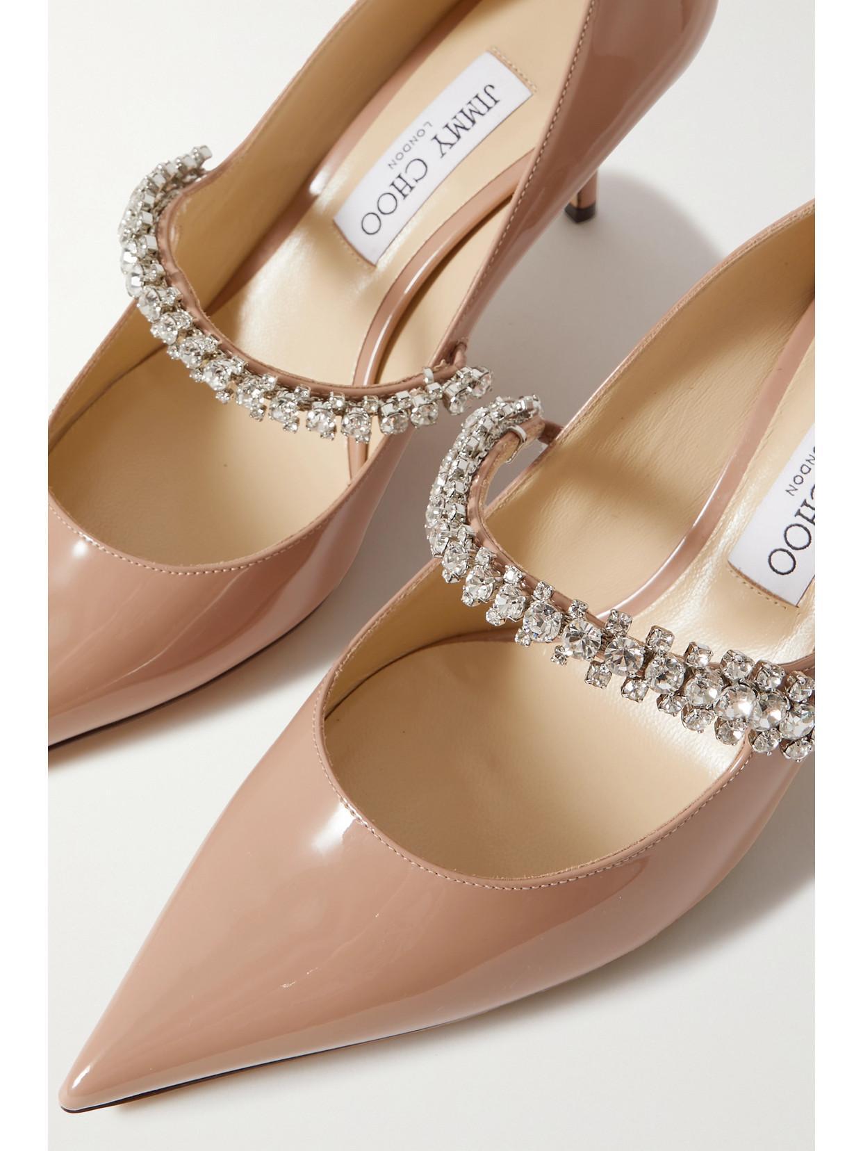 JIMMY CHOO Bing 65 Crystal-embellished Patent-leather Pumps In Pink Product Image