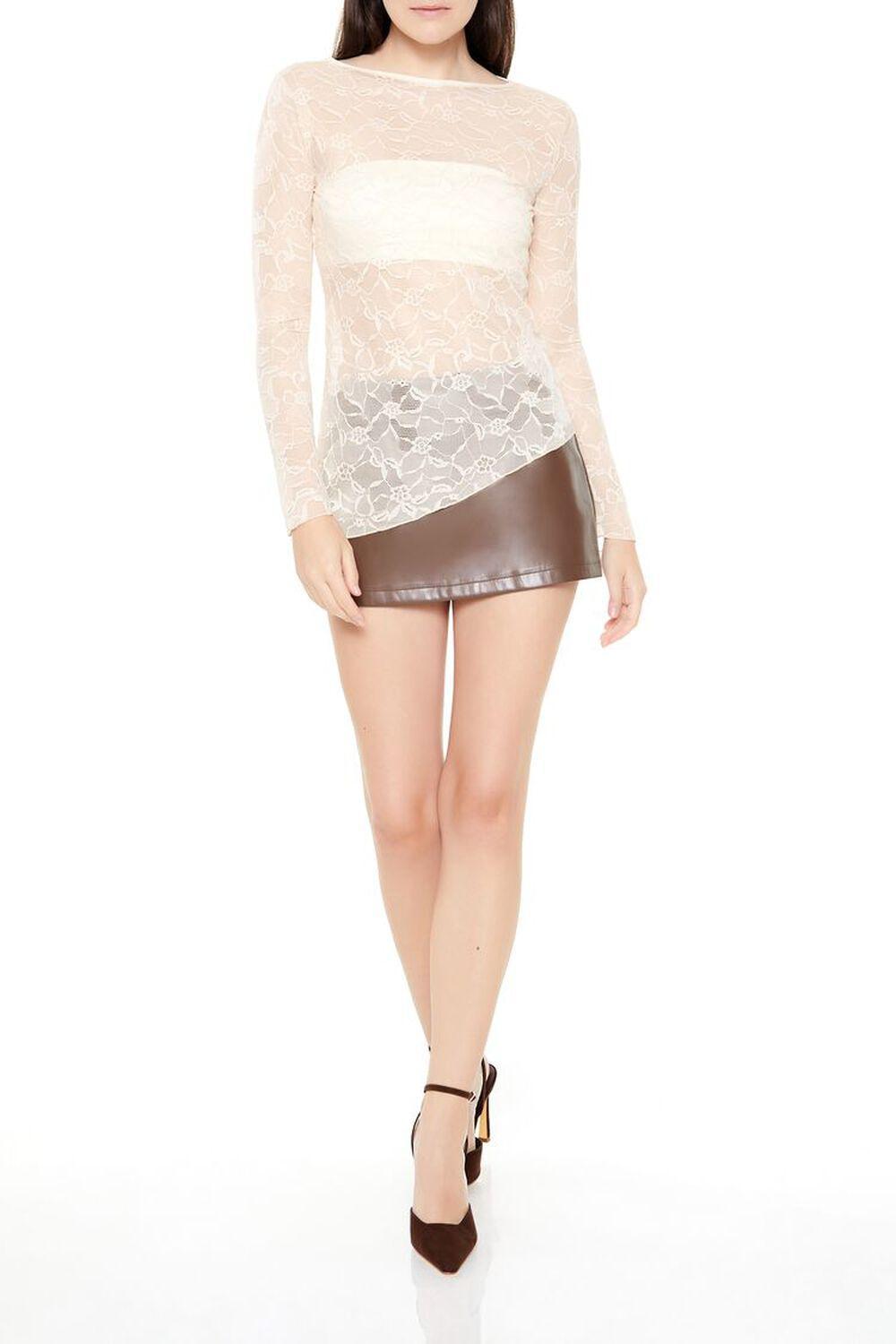 Asymmetrical Sheer Lace Top | Forever 21 Product Image