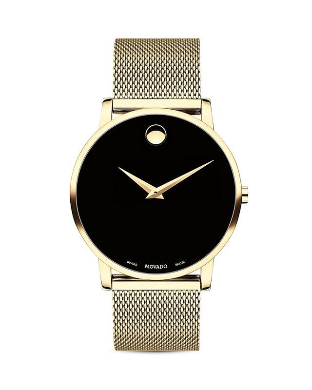 Men's Movado MuseumÂ® Classic 1/20 CT. T.w. Diamond Gold-Tone PVD Watch with Black Dial (Model: 0607625) Product Image